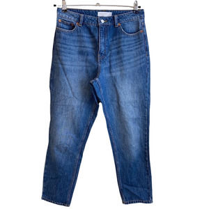 Top Shop Mom Jean Denim Prewashed Cotton Blue Ankle Casual High Waist Womens 30